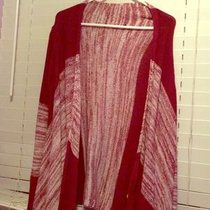 Red and white cardigan